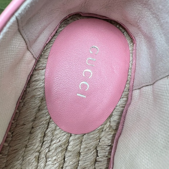 New Gucci Gg marmont double G Pink leather Quilted Charlotte Espadrilles flats - Picture 6 of 9